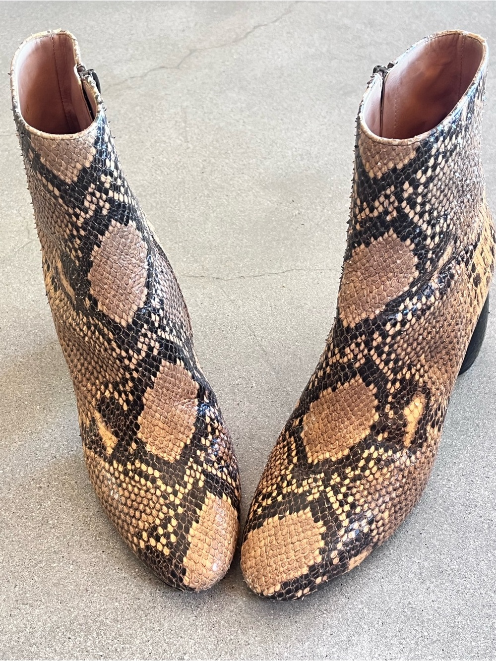 Dries Van Noten Python-Embossed Leather Ankle Boots